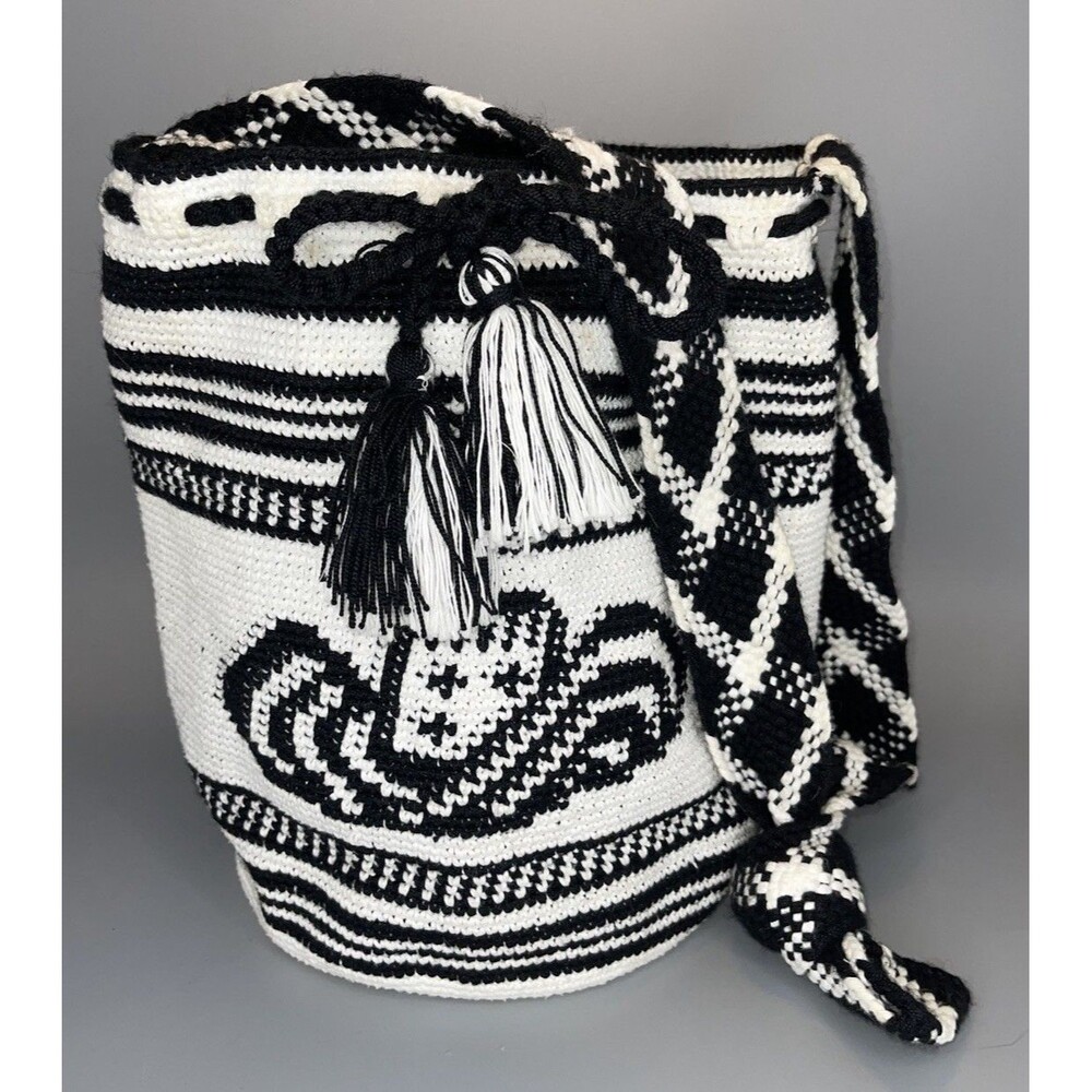 Wayuu Mochila Bucket Bag Drawstring Tassel Boho Colombian Handbag Bogota Western